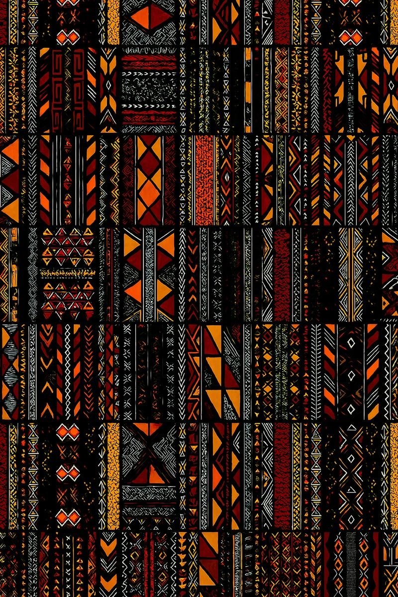 Bold Geometric Tribal Art Pattern for Fabric Design