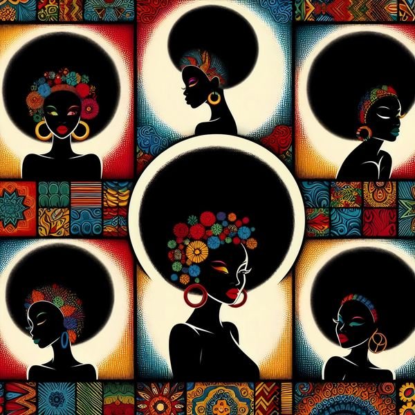 Bold Afro Beauty Fabric Panel � African-Inspired Design � 100% Cotton (45� x 45�)