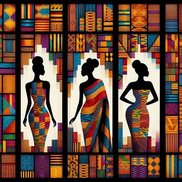 Kente inspired African queens panel size is 45 by 45 inches_2