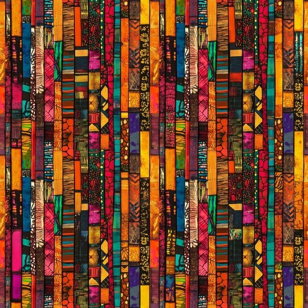 Vibrant African-Inspired Patchwork Fabric � 100% Cotton, Sold by the Yard_1