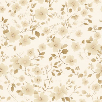 cream leaves print
