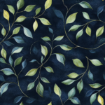 navy botanical fabric with elegant leaf pattern midnight vine cotton fabric