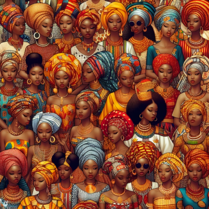 African women fabric colorful headwrap silhouettes cotton fabric