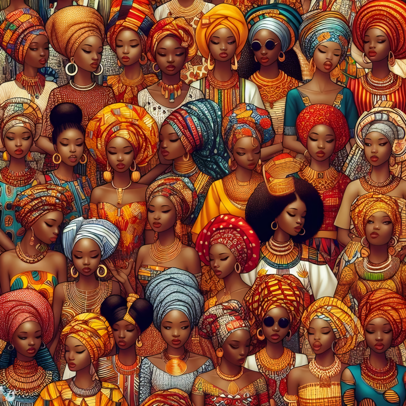 African women fabric colorful headwrap silhouettes cotton fabric