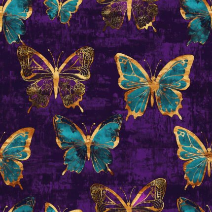 purple and Gold butterfly print