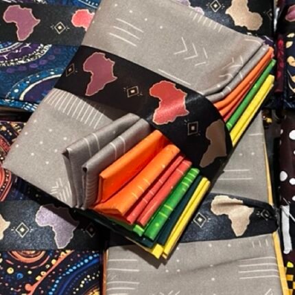 8-piece African-inspired cotton fat quarter fabric bundle by Motherland Fabrics