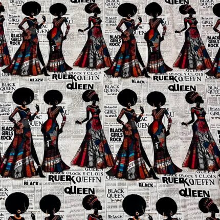 Black Girls Rock newspaper cotton fabric with African women