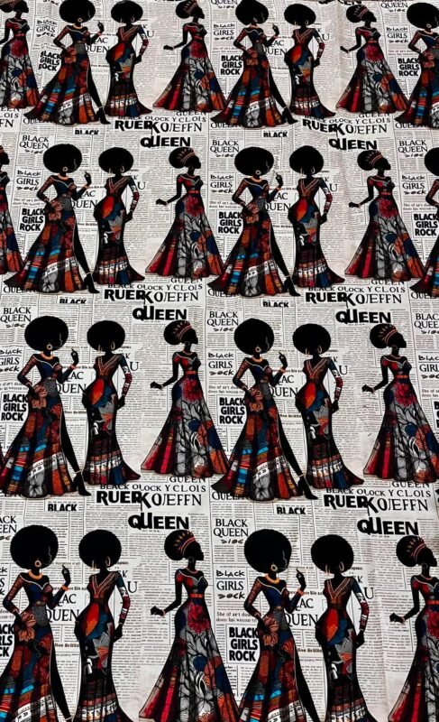Black Girls Rock newspaper cotton fabric with African women