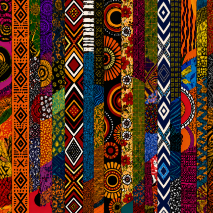 Heritage Patchwork Stripes colorful African print cotton fabric