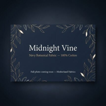 Midnight Vine navy botanical fabric, 100% cotton, sold by Motherland Fabrics